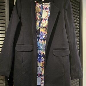 Katherine Barclay Navy Blazer with Colorful Floral Lining